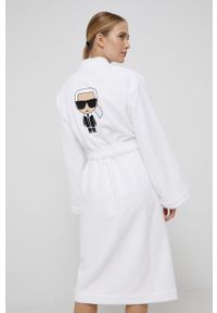 Karl Lagerfeld szlafrok 220W2185 kolor biały. Kolor: biały. Materiał: bawełna, materiał, dzianina. Wzór: aplikacja #6
