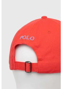 Polo Ralph Lauren czapka z daszkiem bawełniana kolor czerwony z aplikacją. Kolor: czerwony. Materiał: bawełna. Wzór: aplikacja #3