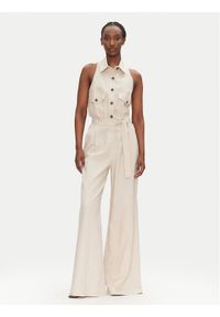 ACCESS FASHION Kombinezon 53-5500-133 Beżowy Regular Fit. Kolor: beżowy. Materiał: len