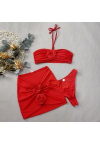 Intica - Strój kąpielowy z kwiatowym wzorem na plażę i basen Naciye. Kolor: czerwony. Materiał: materiał. Wzór: kwiaty