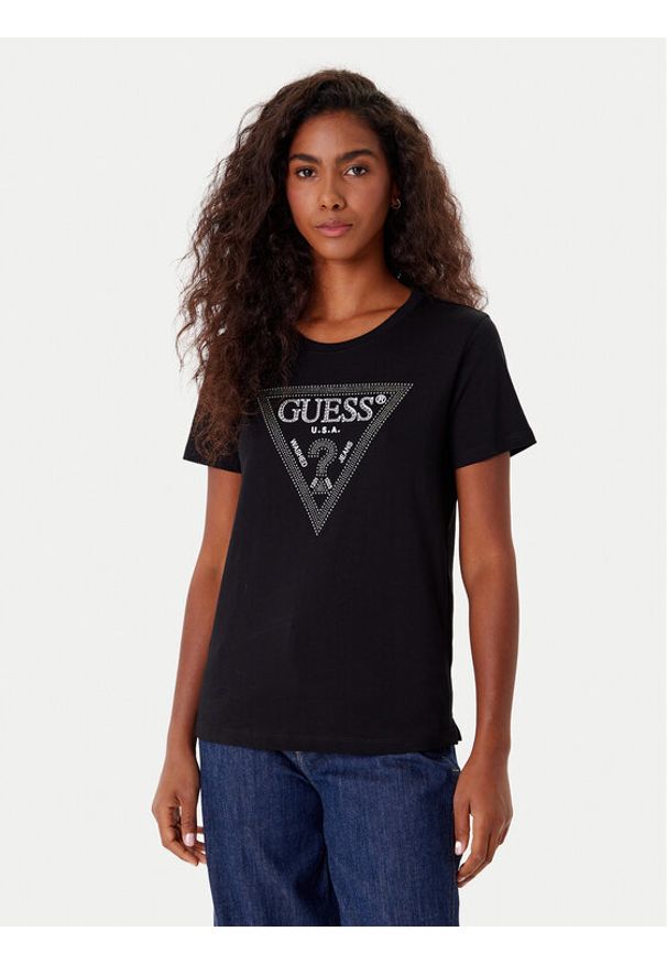 Guess T-Shirt W5BI18 I3Z14 Czarny Regular Fit. Kolor: czarny. Materiał: bawełna