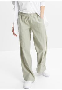 bonprix - Spodnie palazzo z lnu. Kolor: zielony. Materiał: len #1