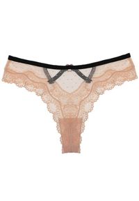 Intica - Majtki koronkowe z wycięciem na co dzień BarbaraAnne. Kolor: beżowy. Materiał: koronka