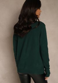 Renee - Ciemnozielony Klasyczny Sweter z Wełną i Bawełną Meviliana. Okazja: na co dzień. Kolor: zielony. Materiał: wełna, bawełna. Styl: klasyczny #3