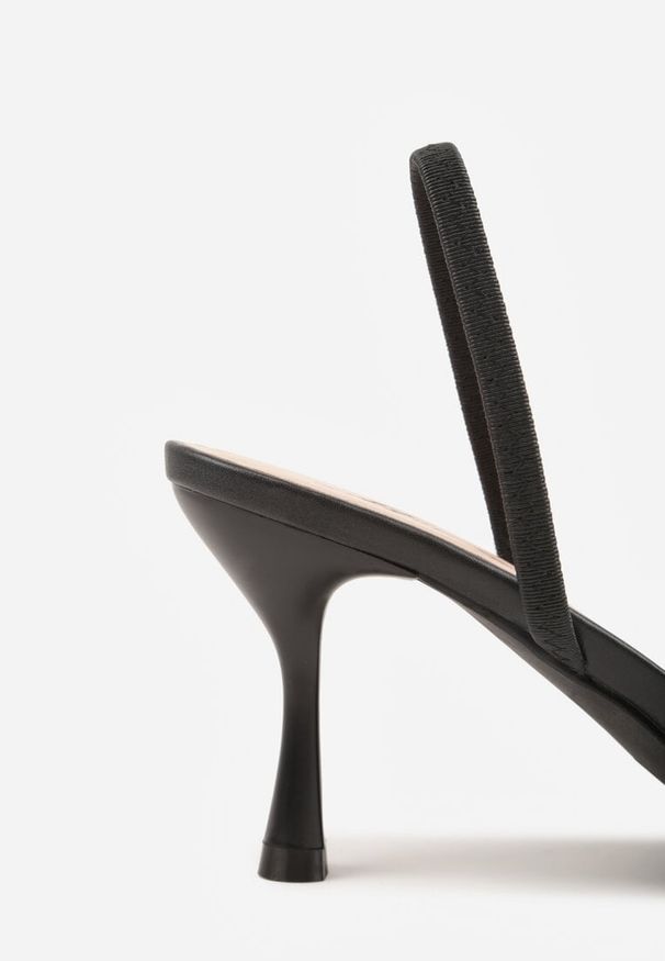 Born2be - Czarne Sandały na Szpilce z Koronką Caskstar. Kolor: czarny. Materiał: koronka. Wzór: koronka. Obcas: na szpilce. Styl: klasyczny, elegancki