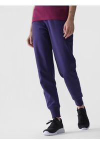 4f - 4F Spodnie dresowe joggery damskie - granatowe XXL. Kolor: niebieski. Materiał: dresówka. Wzór: gładki, ze splotem