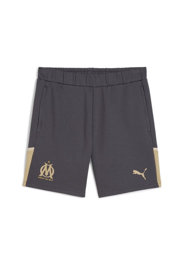 Puma - Spodenki OM Casuals 2023/24. Kolor: czarny, beżowy, wielokolorowy. Materiał: polar, bawełna. Sport: piłka nożna