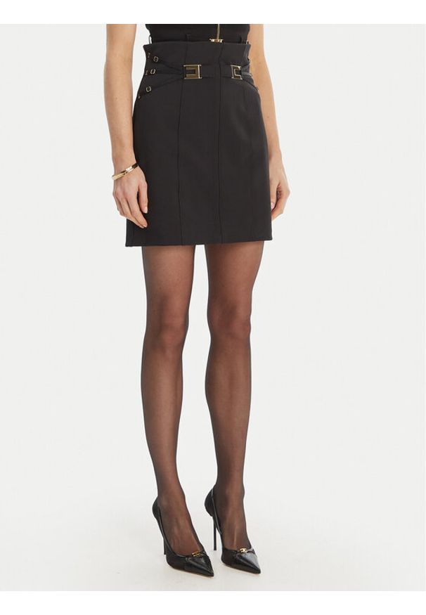 Elisabetta Franchi Spódnica mini GO-167-61E2-V320 Czarny Regular Fit. Kolor: czarny. Materiał: syntetyk