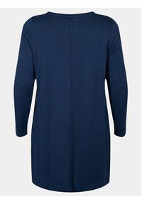 Zizzi Sukienka dzianinowa M61194B Granatowy Regular Fit. Kolor: niebieski. Materiał: bawełna