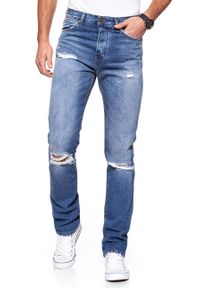 Wrangler - SPODNIE MĘSKIE WRANGLER SPENCER BLOW OUT W16AGW15S. Styl: klasyczny