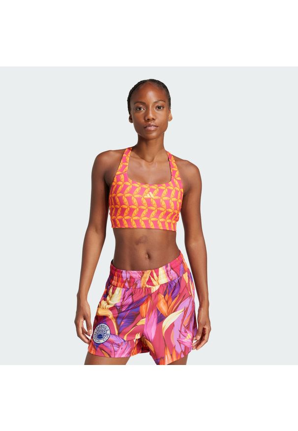 Adidas - Biustonosz adidas x FARM Rio Medium-Support. Kolor: pomarańczowy, różowy, wielokolorowy, żółty. Materiał: materiał. Technologia: ClimaCool (Adidas). Sport: fitness