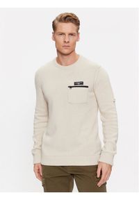 Aeronautica Militare Sweter 232MA1460L518 Écru Regular Fit. Materiał: bawełna