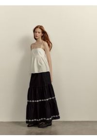 Reserved - Bluzka na ramiączkach z lnem - biały. Kolor: biały. Materiał: len. Długość rękawa: na ramiączkach #1