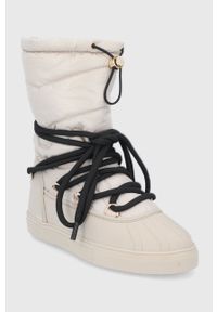 Inuikii - Śniegowce. Nosek buta: okrągły. Zapięcie: sznurówki. Kolor: beżowy. Materiał: skóra, guma #4
