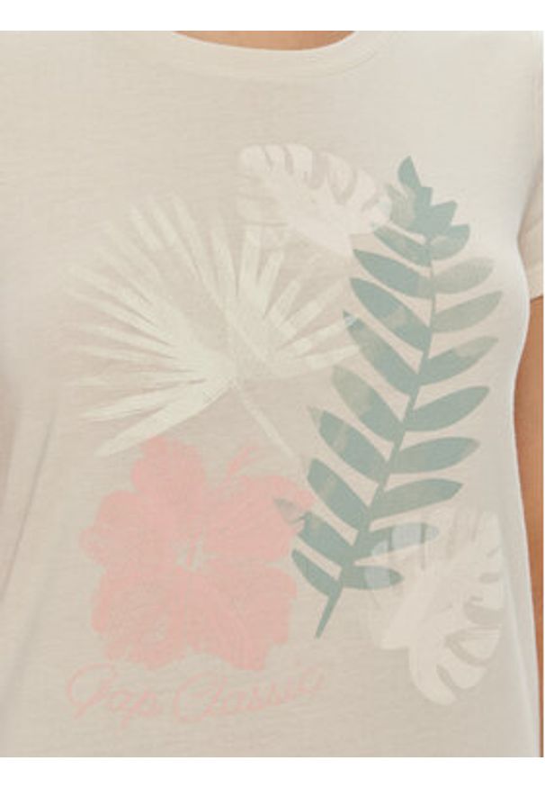 GAP - Gap T-Shirt 842000-46 Beżowy Regular Fit. Kolor: beżowy. Materiał: syntetyk, bawełna