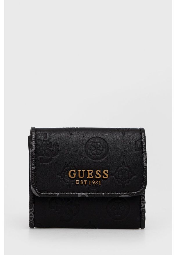 Guess portfel damski kolor czarny. Kolor: czarny. Materiał: materiał