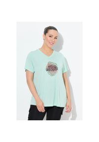 ULLA POPKEN - Damskie Bluzka funkcyjna antybakteryjny materiał dekolt w serek rękaw 1/2. Typ kołnierza: dekolt w serek. Kolekcja: plus size. Kolor: zielony. Materiał: wiskoza, poliester, materiał #1