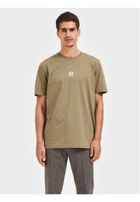Selected Homme T-Shirt Armin 16085666 Zielony Slim Fit. Kolor: zielony. Materiał: bawełna