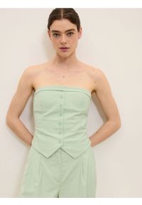 Reserved - Gorsetowy top - jasnozielony. Typ kołnierza: dekolt gorset. Kolor: zielony. Materiał: wiskoza, tkanina #1