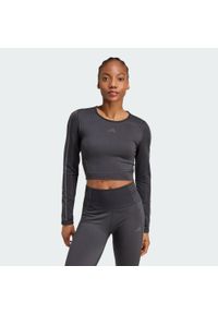 Adidas - Koszulka Knit Long Sleeve. Kolor: czarny, szary, wielokolorowy. Materiał: materiał. Długość rękawa: długi rękaw. Długość: krótkie. Sport: fitness