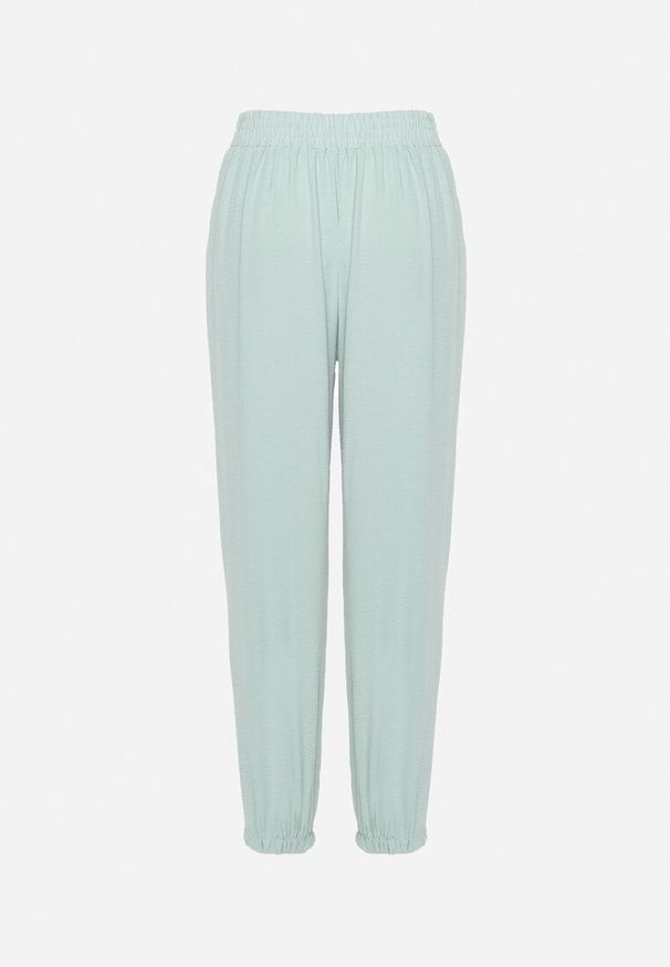 Born2be - Miętowe Dresowe Spodnie z Gumką w Pasie i Wysokim Stanem Dimrou. Stan: podwyższony. Kolor: miętowy. Materiał: dresówka. Długość: długie. Styl: elegancki