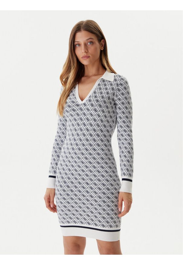 Guess Sukienka dzianinowa W5BK25 Z3JD2 Écru Slim Fit. Materiał: syntetyk