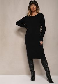 Renee - Czarna Pudełkowa Sukienka z Bawełną i Wełną Ozdobiona Ściągaczami Tilasia. Okazja: do pracy, na spotkanie biznesowe, na co dzień. Kolor: czarny. Materiał: bawełna, wełna. Wzór: aplikacja. Typ sukienki: proste. Styl: casual, wizytowy, biznesowy