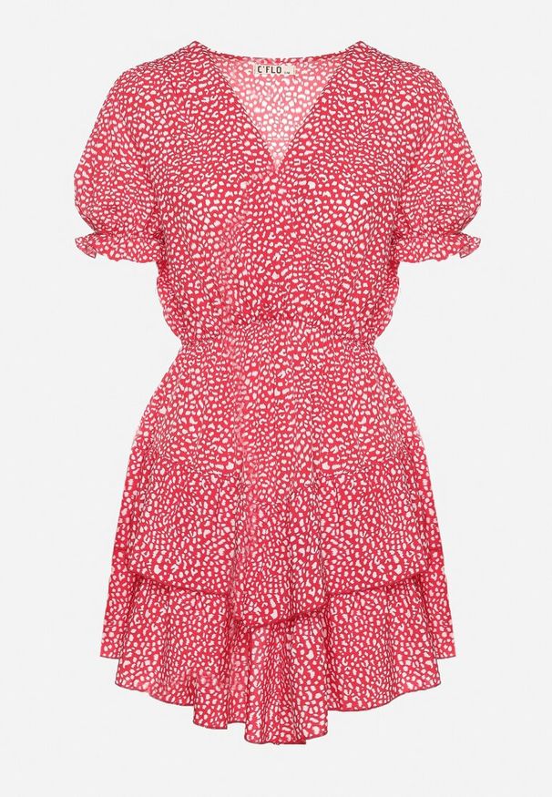 Born2be - Czerwona Sukienka z Gumką w Talii z Kopertowym Dekoltem Ianveia. Kolor: czerwony. Typ sukienki: kopertowe