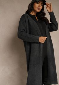 Renee - Ciemnoszary Niezapinany Kardigan z Wełną o Długim Kroju Mevidalla. Okazja: na co dzień. Kolor: szary. Materiał: wełna. Długość: długie. Styl: casual, elegancki #4