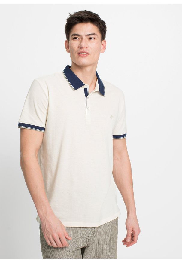 bonprix - Shirt polo pique (3 szt.) z czystej bawełny. Typ kołnierza: polo. Kolor: biały. Materiał: bawełna, materiał. Długość rękawa: krótki rękaw. Długość: krótkie