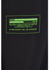 Hugo T-shirt bawełniany kolor czarny gładki. Okazja: na co dzień. Kolor: czarny. Materiał: bawełna. Wzór: gładki. Styl: casual