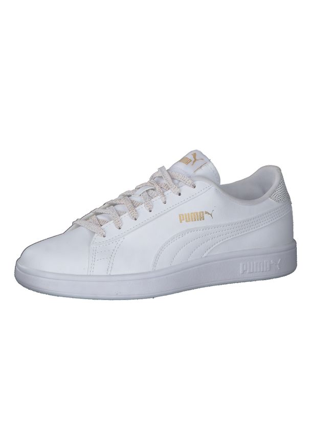 Buty do chodzenia damskie Puma Smash V2 Metallics JR. Zapięcie: sznurówki. Kolor: biały. Materiał: materiał, syntetyk, guma. Szerokość cholewki: normalna. Sport: turystyka piesza