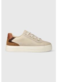 GANT - Gant sneakersy skórzane Avona kolor beżowy 27531158.G229. Nosek buta: okrągły. Zapięcie: sznurówki. Kolor: beżowy. Materiał: skóra #1