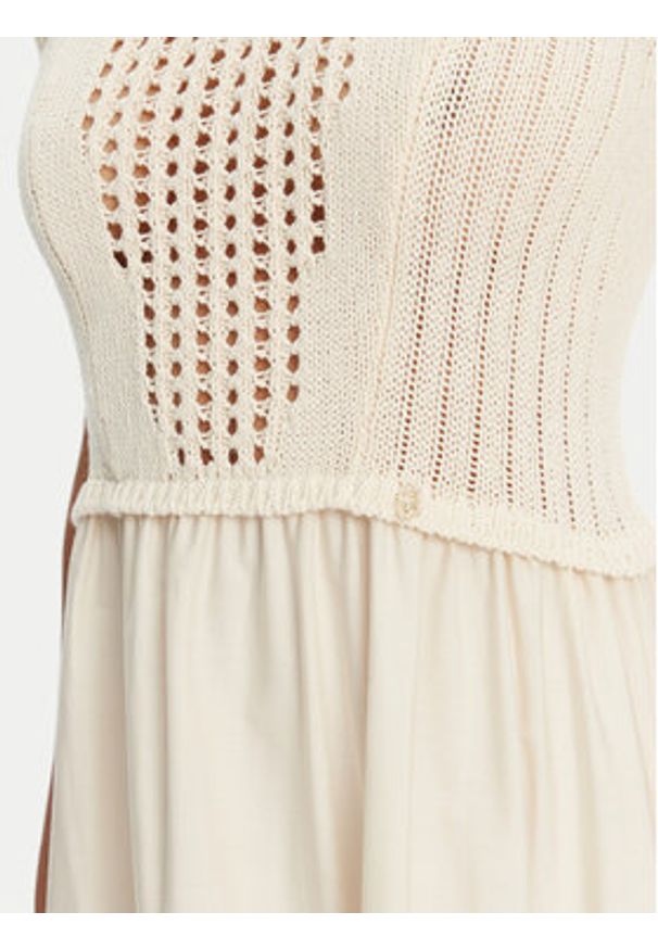Liu Jo Sukienka letnia WA5386 MA44M Écru Regular Fit. Materiał: bawełna. Sezon: lato