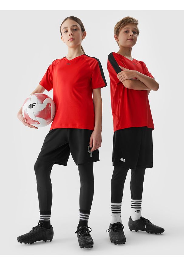 4f - 4F Koszulka piłkarska dziecięca 4F x Robert Lewandowski - czerwona 158/164 (12-14 lat). Kolor: czerwony. Materiał: materiał. Wzór: nadruk. Sezon: lato. Sport: piłka nożna