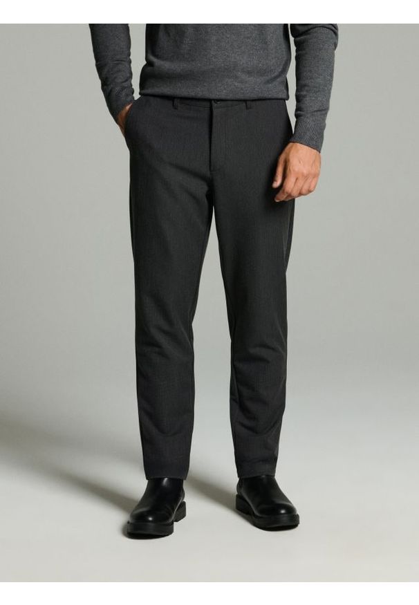 Sinsay - Eleganckie spodnie chino slim - szary. Kolor: szary. Styl: elegancki