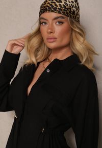 Renee - Czarny Komplet z Wiskozą Spodnie o Szerokim Kroju i Koszula Ściągana w Talii Divanea. Kolor: czarny. Materiał: wiskoza #4