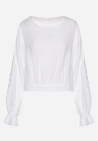 Born2be - Biała Bluzka z Bawełny o Nietoperzowym Kroju z Wiązaniem Sepene. Kolor: biały. Materiał: bawełna #6