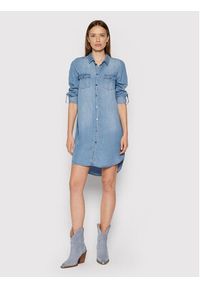 Vero Moda Sukienka jeansowa Silla 10184172 Niebieski Regular Fit. Kolor: niebieski. Materiał: lyocell