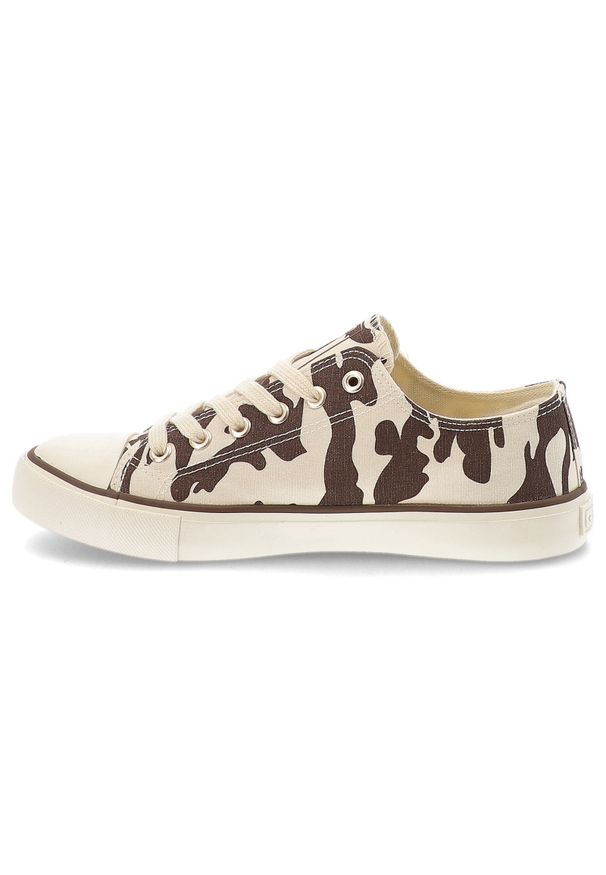 Big-Star - Trampki damskie Big Star, tekstylna cholewka zwierzęcy print sznurowany fason klasyczna gumowa podeszwa okrągły nosek, brązowe, TT274771. Nosek buta: okrągły. Zapięcie: sznurówki. Kolor: brązowy. Materiał: guma. Szerokość cholewki: normalna. Wzór: motyw zwierzęcy, nadruk. Styl: klasyczny