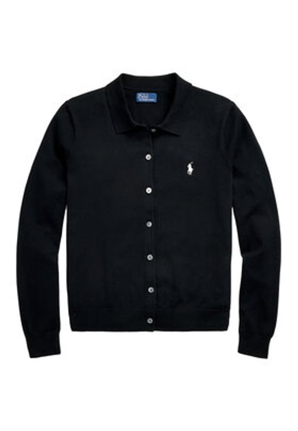 Polo Ralph Lauren Kardigan 211972110001 Czarny Slim Fit. Typ kołnierza: polo. Kolor: czarny. Materiał: bawełna