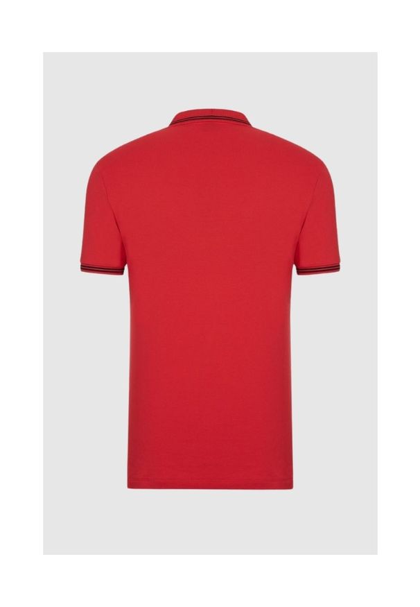 Emporio Armani - EMPORIO ARMANI Męska, czerwona, koszulka polo, Rozmiar S. Typ kołnierza: polo. Kolor: czerwony. Materiał: bawełna, dzianina, elastan. Wzór: nadruk