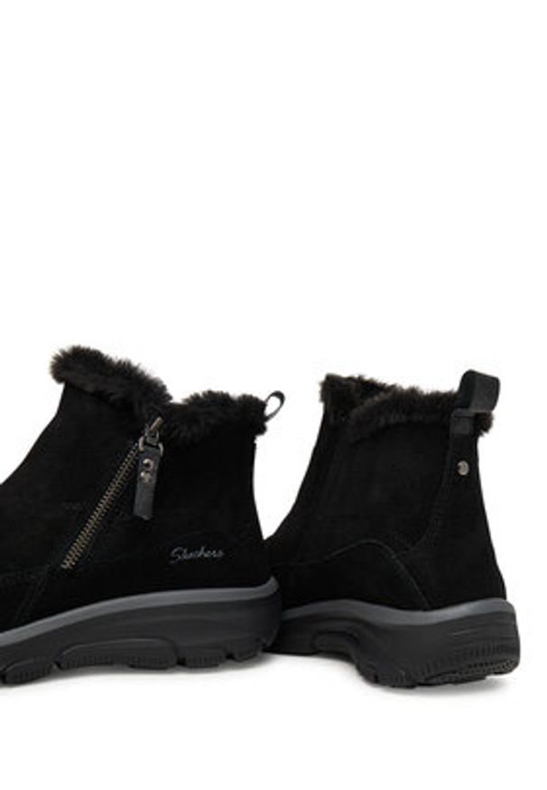 skechers - Skechers Botki Easy Going 167862/BLK Czarny. Kolor: czarny. Materiał: zamsz, skóra