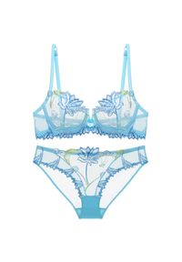 Intica - Komplet bielizny z koronką na specjalne okazje Mallaurie. Kolor: niebieski. Materiał: koronka. Wzór: koronka #1