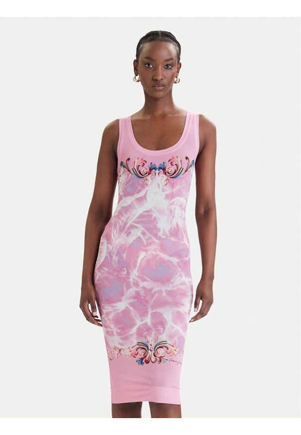 Versace Jeans Couture Sukienka codzienna 80HAO9P6 JS545 Różowy Slim Fit. Okazja: na co dzień. Kolor: różowy. Materiał: wiskoza. Typ sukienki: proste. Styl: casual