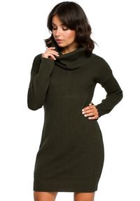 BE Knit - Cieplutka sukienka tunika o splocie typu wafelek. Typ kołnierza: golf. Materiał: materiał, akryl. Wzór: ze splotem