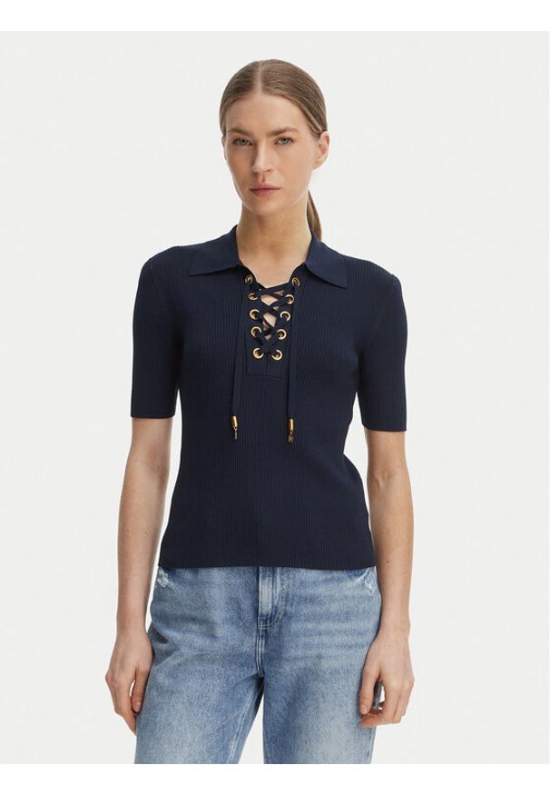 MICHAEL Michael Kors Bluzka MS661FZ5ZV Granatowy Slim Fit. Kolor: niebieski. Materiał: syntetyk