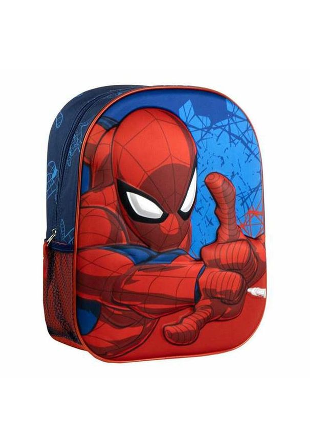 SPIDERMAN - Plecak szkolny 3D Spider-Man Niebieski. Kolor: niebieski. Materiał: poliester. Wzór: motyw z bajki