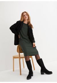 bonprix - Sukienka z dżerseju punto di roma. Kolor: zielony. Materiał: jersey #2