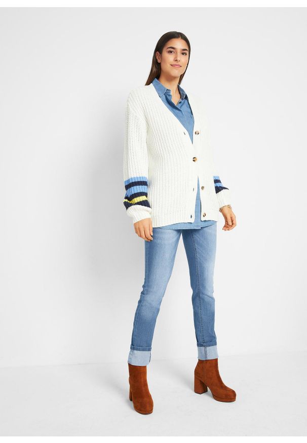 bonprix - Dżinsy ze stretchem skinny, mid waist. Kolor: niebieski